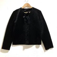 INGEBORG リボン ブラックベルベット　ノーカラー ベロア