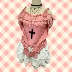 レースふりふりリボンチュニック vintage 2000s 姫カジ 森ガール