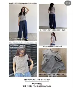【美品】pu's'elect 細ボーダーストレッチミニTシャツ L