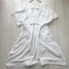 美品✨リミフゥ ヨウジヤマモト コットン100% Vネック ワンピース M 白のサムネイル
