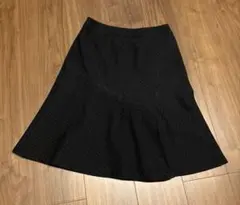 スカート　膝丈　リフレクト　reflect ストライプ フレアスカート 黒