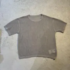 メッシュニット 半袖 クルーネック グレーのサムネイル