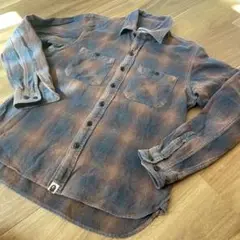 A BATHING APE ネルシャツ ブラウン×グレー