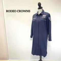 RODEO CROWNS ミリタリー シャツワンピース コットン S ネイビー