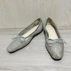 olu. 24.5cm サンダル フラワーレース　フラットパンプス