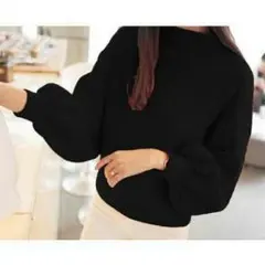 新品 パフスリーブ　フレアスリーブ　ニット　セーター ブラック