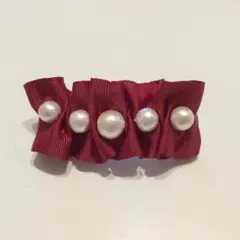 コットンパールとリボンのバレッタ