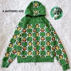 A BATHING APE ベビーマイロ ラグビー 総柄 フルジップパーカー L 