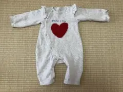 【美品】裏起毛 グレー ハート柄ロンパース 80cm