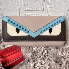 極美品✨FENDI レア　モンスター　バグズアイ　長財布　スタッズ　バイカラー