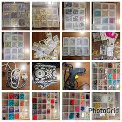 アクセサリー製作用資材まとめ売り大量天然石チェコビーズスワロフスキー