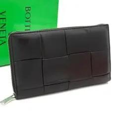 【最高級美品】ボッテガヴェネタ カセット ラウンドファスナー 長財布 ブラック