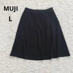 MUJI無印良品 ダブルジャージーフレアスカート 黒ブラック　67 L相当　膝丈のサムネイル