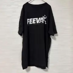 FEEVA Tシャツ クルーネック 半袖 プリント XL 黒 綿 ストリート