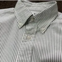 UNIQLOグリーンストライプ ボタンダウンシャツ コットン　S