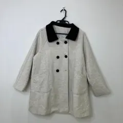 GRL（グレイル） バイカラー ダブルボタン ミドル丈コート ベージュ×ブラック