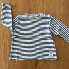 familiar 水色と白のストライプ 長袖Tシャツ