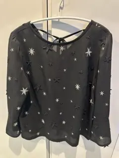 星柄刺繍 ブラウス ブラック 長袖のサムネイル