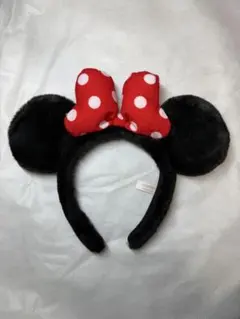 ミニーマウス カチューシャ 赤い水玉リボン