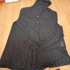 レリアン　透け感の ダークブラウンラメ？ フード付きカーディガン