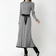 misch masch ニット ロング ワンピース 黒 灰色 グレー