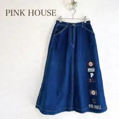PINK HOUSE デニムスカート ワッペン ロゴ ロング　ヴィンテージのサムネイル