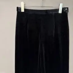 ベロアテーパードパンツ(M〜L相当)ブラック無地　ストレッチ　リブ