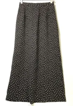 【美品】ヴィンテージ　ロングタイトスカート　小花　総柄　S～M　黒　古着レトロ