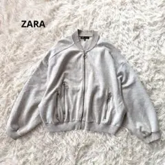 ZARA trf MA-1 ブルゾン スウェット ジップ グレー M ショート丈