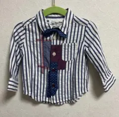 ストライプシャツ　80㎝　蝶ネクタイ付き