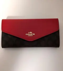 COACH 折り長財布 シグネチャー レッド CX160 - メルカリ