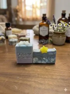 手作り石鹸 リボンと星型のシアバター入り石鹸