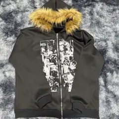 ファー付きジップパーカー　y2k グランジ　opium