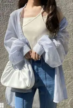 GRL ストライプ柄 シアーシャツ 長袖