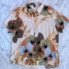 SHEIN メンズ 半袖アロハシャツ ボタニカル柄 Lサイズのサムネイル