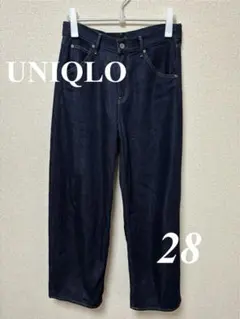 【UNIQLO】26SS 新品同様 バギーカーブジーンズ 28 ネイビー