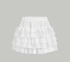 SHEIN MOD コントラストレース フリル裾 スカート