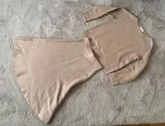 【OPAQUE.CLIP】ニットセットアップ M ベージュ リブ編み 上品