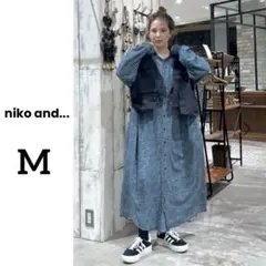 ニコアンド＊ショルダードロストワンピース ブルー M てぃらさん着用