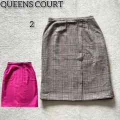 クイーンズコート 【2】 タイトスカート ボトムス チェック 総柄 キレイめ