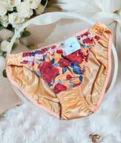 ☆タンス整理品　Palissee　オレンジ花柄サテン風とレースが可愛いパンテイ♪のサムネイル