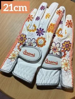 パーソンズ レディース ゴルフグローブ 両手用21cm オレンジ花柄