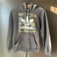 adidas 迷彩柄 フード付きパーカー　カモ フーディー XS黒　アディダス