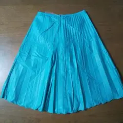 【新品タグ付】ナチュラルビューティーベーシック　プリーツスカート　青グリーンXS