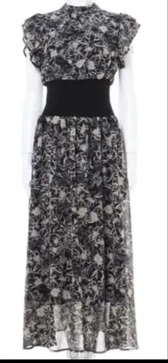 INGNI ウエストリブ花柄シフォンフリルワンピース