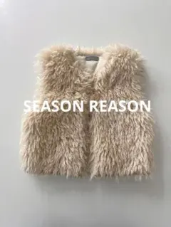 しまむらSEASONREASON美品ベビーボアファーベストアイボリー90cm