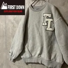 FIRSTDOWNファーストダウンスウェットトレーナー灰色グレー刺繍ビックロゴ