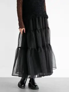 ヤマダヤ　Vin　フロッキードットティアードスカート オーガンジー