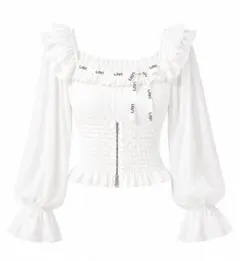lumignon lmn ribbon shirring blouse ホワイト - メルカリ