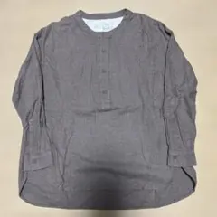 無印良品　フランネル　スタンドカラーシャツ　両面起毛　ブラウンモカ　Sサイズ